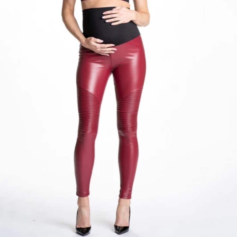 Preggo Leggings Rockstar Mamacita Faux Leather Moto Maternity Leggings